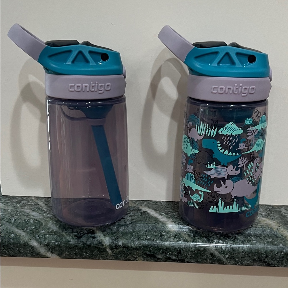 Contigo Kids Water Bottles - Teal and Purple 14 ounces